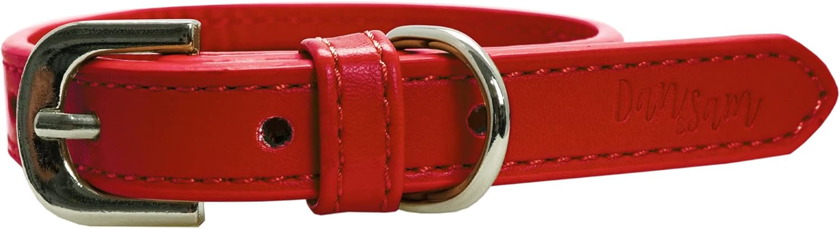 Dan & Sam Vegan Leather Dog Collar, Large, Red image number 1