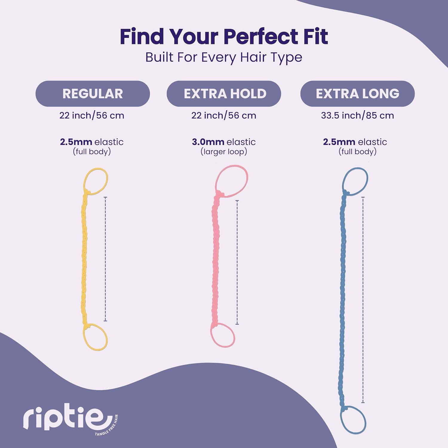 Rip Tie 24" X 2.5Mm Soft Hair Tie for Women, 3 Pack Neutrals &ndash; Tangle Free Ponytail Holders &ndash; Prevents Hair Damage &ndash; Ideal for Activities like Surfing, Exercising, Running, and More image number 4