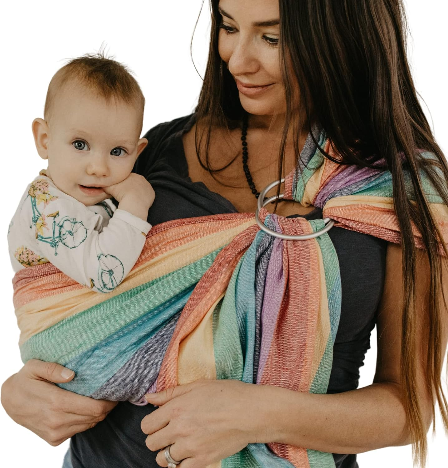 Hip Baby Wrap Ring Sling Baby Carrier for Infants and Toddlers - 100% Soft Cotton Baby Wraps Carrier for Babies 8-35 Lbs - Perfect Baby Shower Gifts Moms and Dads - Nursing Cover (Summer Rainbow) - Jungle image number 7