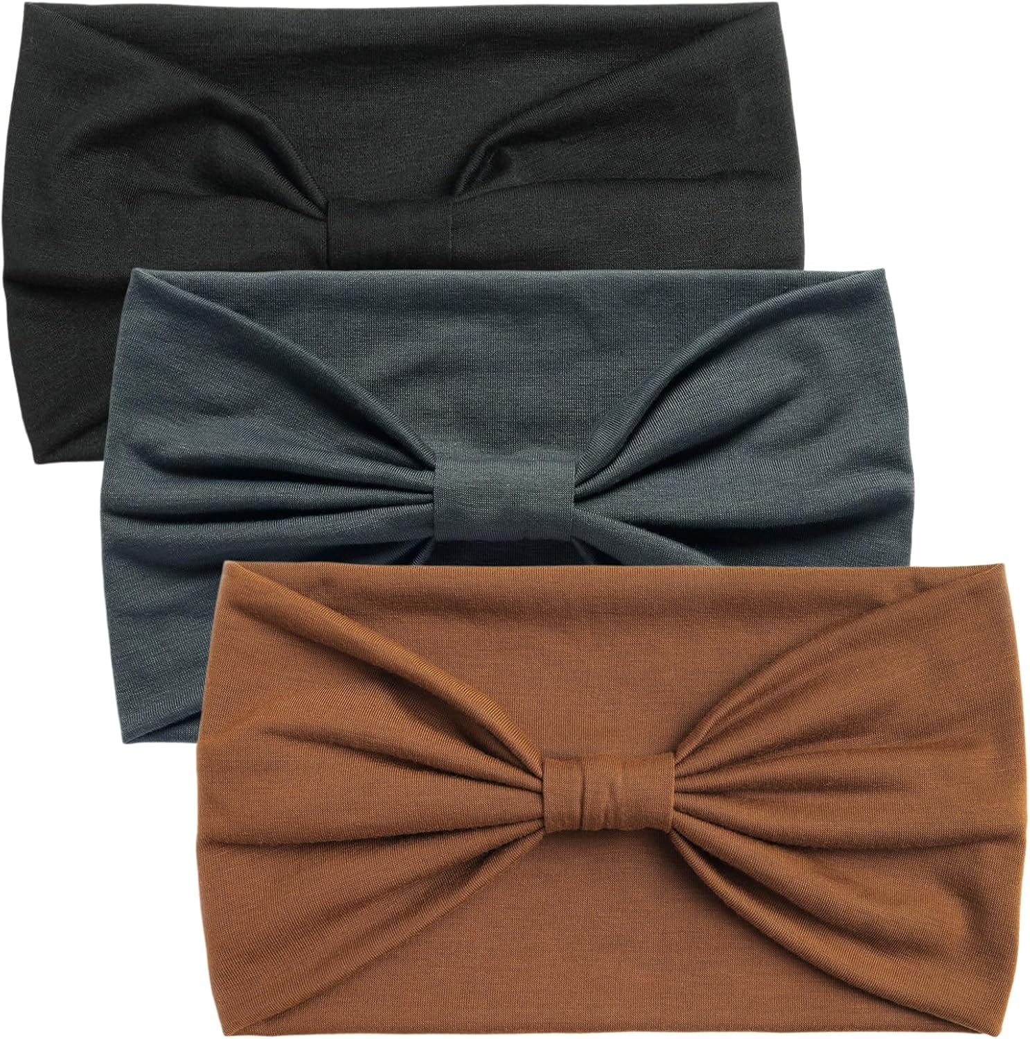 Culinavog Elastic Hair Band Set, 3 Pieces Wide Elastic Soft Hair Bands, Portable Summer Wide Headband, Multicoloured for Women, Non-Slip Headband for Women, Workout, Fitness (3 Colours) image number 5