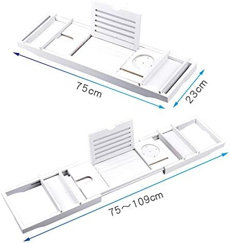 Tootoo Expandable Bathtub Caddy Tray Bamboo Bath Table over Tub with Wine & Book Holder image number 3