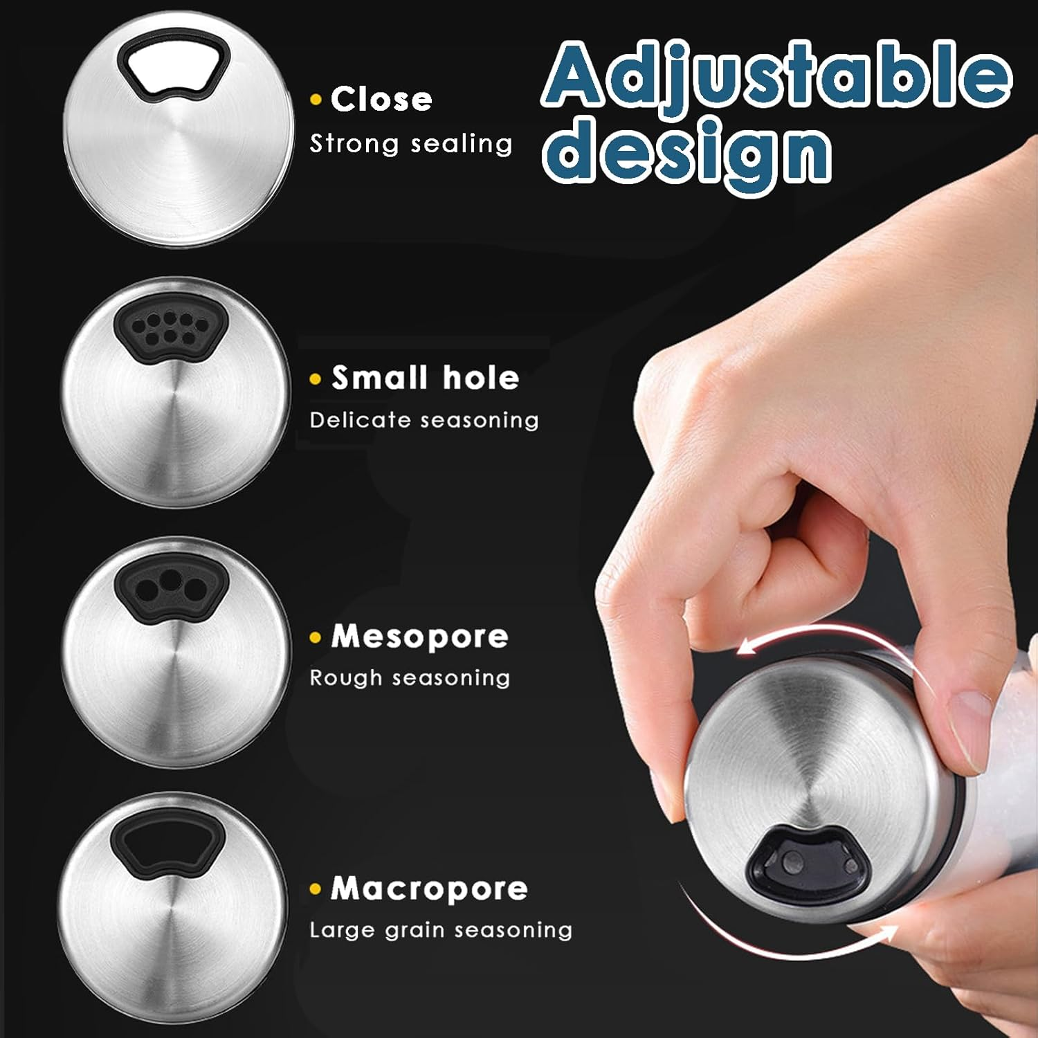 1 Salt Shaker, Salt Dispenser, Seasoning Shaker &ndash; 200Ml Heat-Resistant Glass Spice Jar with Adjustable Rotating Lid for Kitchen, Dining, or Decorative Use (Leak-Proof)