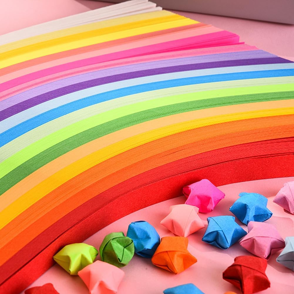 1000 Sheets Star Origami Paper Craft Assortment Color Star Strip Paper Folding Origami Lucky Star Strip Paper Handmade Origami Paper image number 1