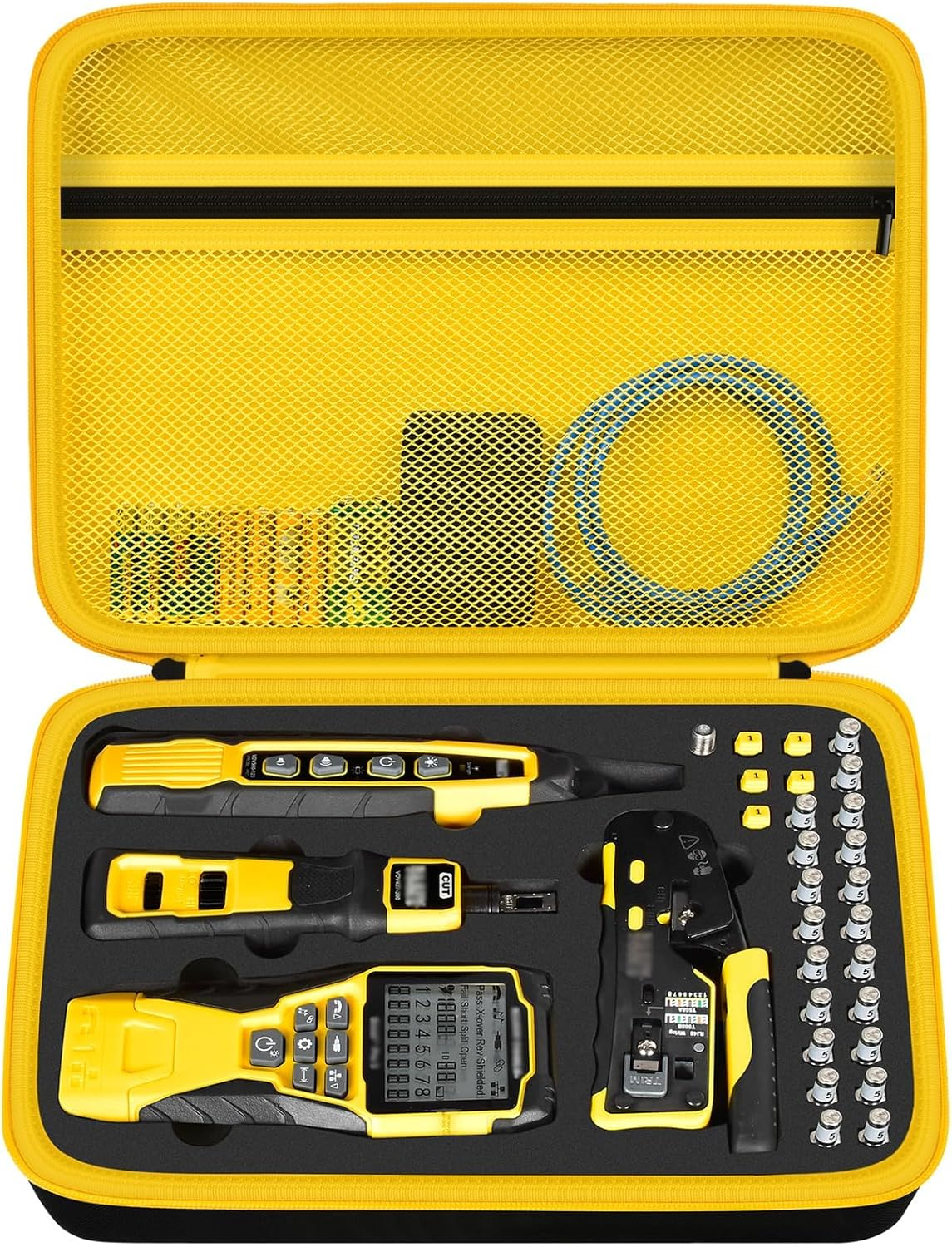 Case Compatible with Klein Tools VDV501-851 VDV500-123 VDV226-110 VDV427-300. Storage Carrying Travel Holder for Cable Tester for Scout Pro 3/ Tracer Probe/Wire Stripper and Accessories- Yellow Zipper image number 1