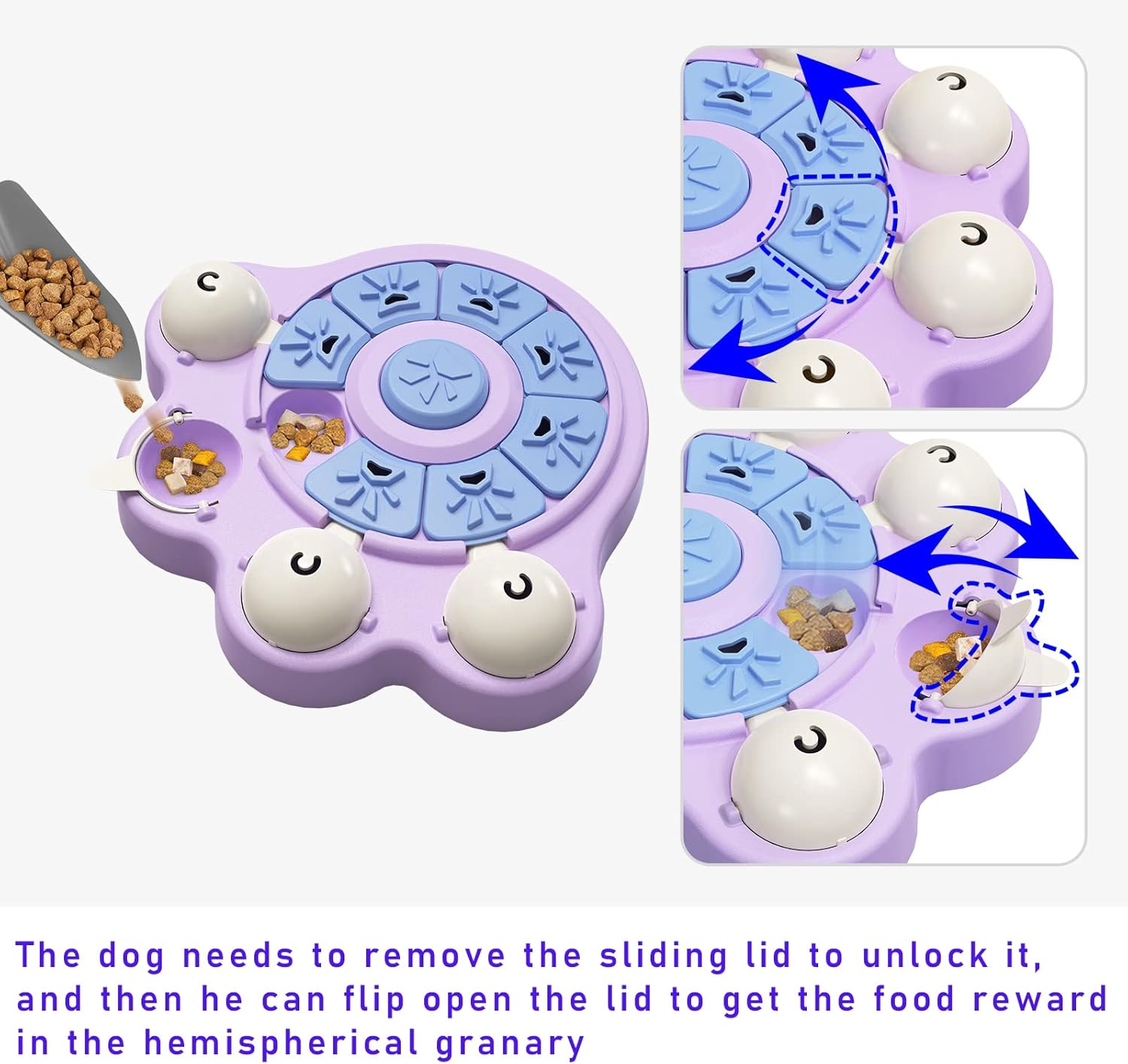 Miryoku Dog Puzzle Toys,Dog Puzzles for Smart Dogs,Pets Interactive Toys for Smart Dogs to Brain Stimulation Slow Feeding Treat Dispener to Aid Digestion,Interactive Dog Toys Dog Games - Purple image number 1