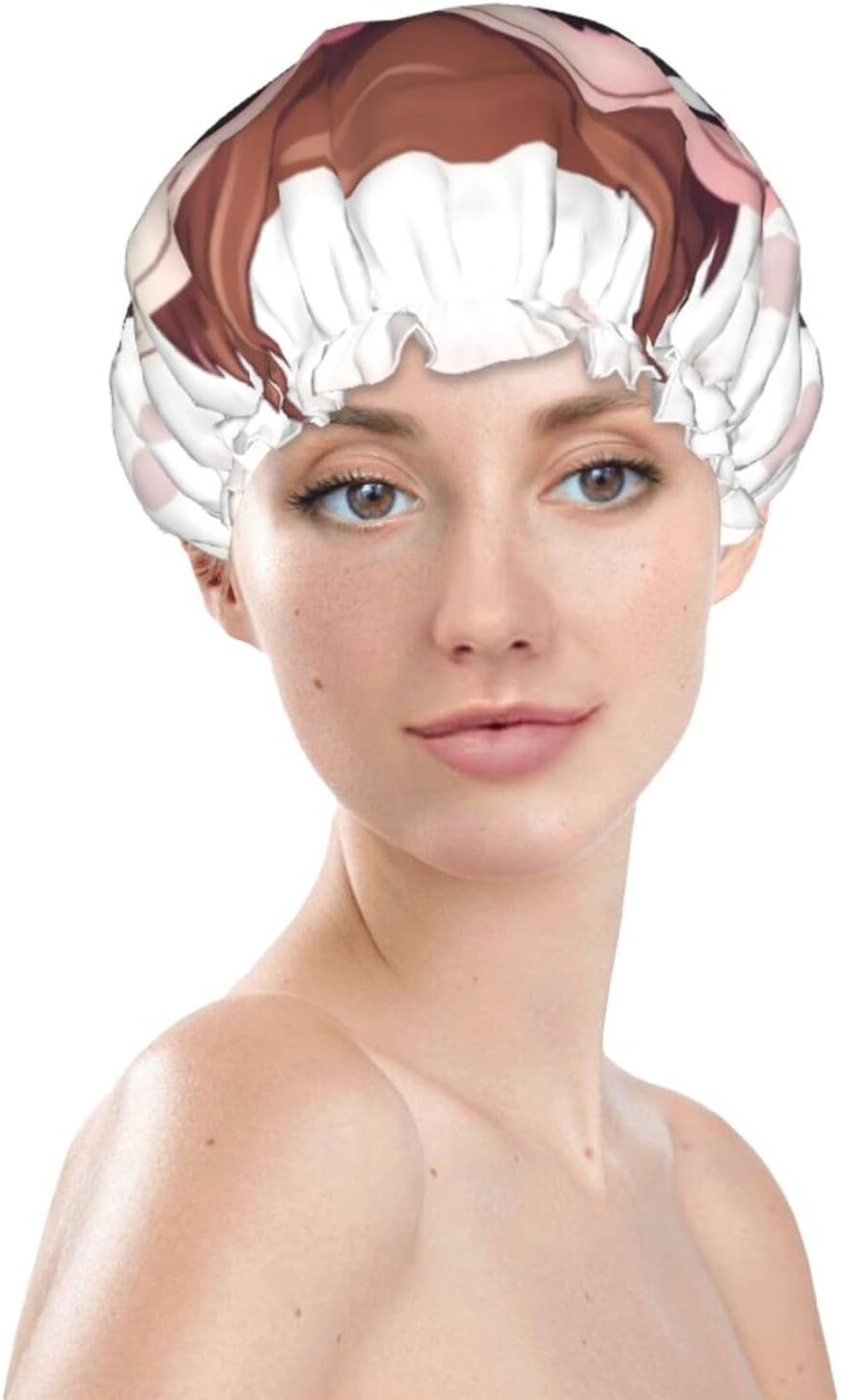 Cute Owl Shower Cap for Women Reusable Double Layers Bathing Bath Cap Hair Caps Waterproof Elastic Band Ladies Spa Salon Shower Hat Hair Caps image number 6