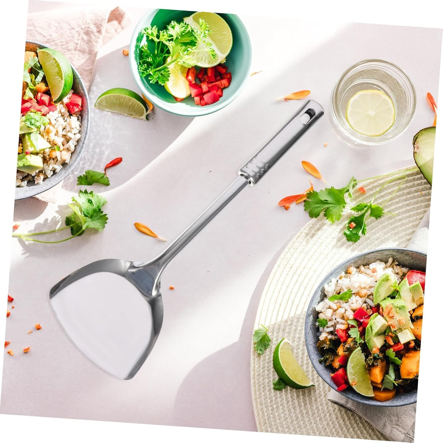 7Pcs Kitchen Utensils Cooking Tools Stainless Steel Kitchen Utensil Kitchen Cookware Utensil Kit Kitchenware Meat Fork Soup Ladle Cooking Gadgets Stainless Steel Utensil image number 1