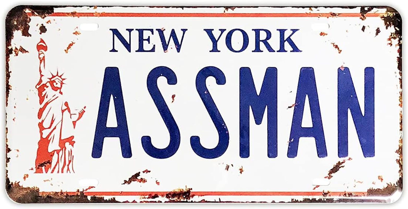 Embossed Vintage Prop Number Tag, Assman, Vanity License Plate, Seinfeld | Cosmo Kramer, 6X12 Inch image number 2