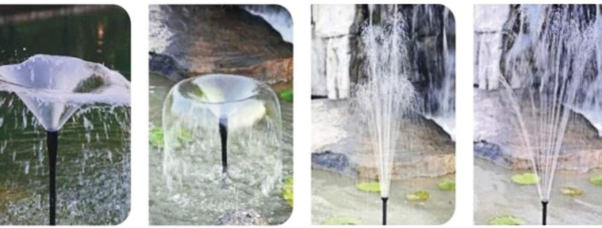 Yohii One Set Plastic Garden Waterfall Fountain Nozzle Head Set 4 Shapes Black