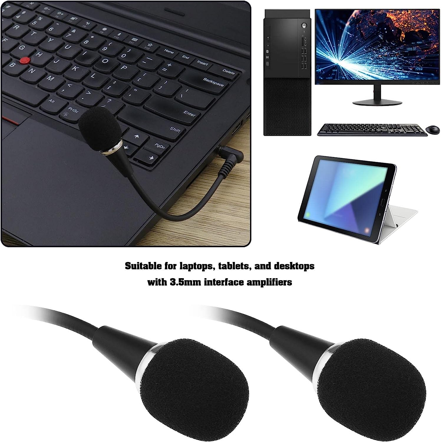 Emsea 2PCS 3.5Mm Mini Flexible Microphone Noise Canceling Mic for PC Laptop Amplifier Tablet Desktop Audio Input Devices Voice Chat Voice Recognition Recording image number 5