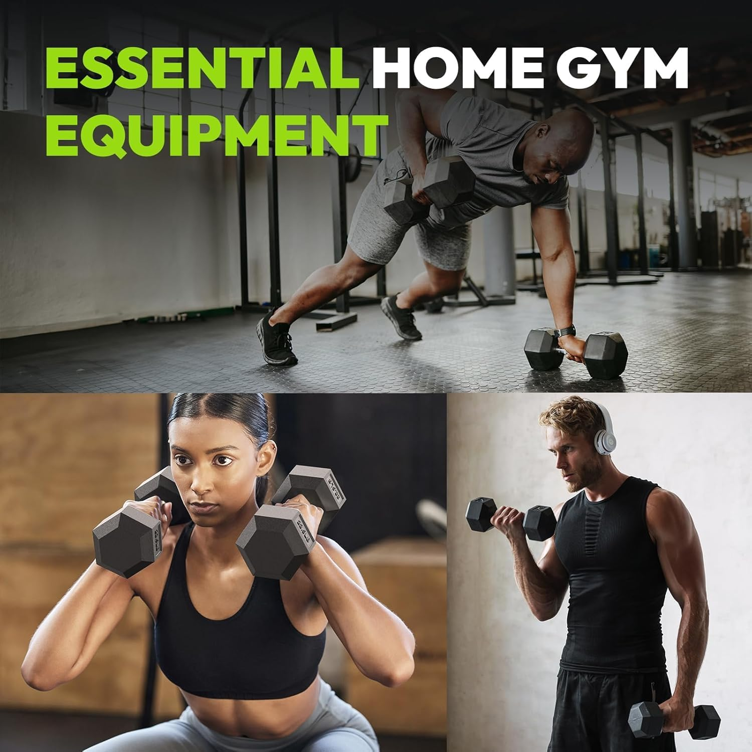 Hex Dumbbell Set, 1-20Kg Rubber Encased Hex Dumbbell Cast Iron Exercise & Fitness Dumbbells, Non-Slip Handles Dumbbells Set of 2, Hand Weight for Strength Training ﻿ - 1 Kg X 2 Pcs image number 3