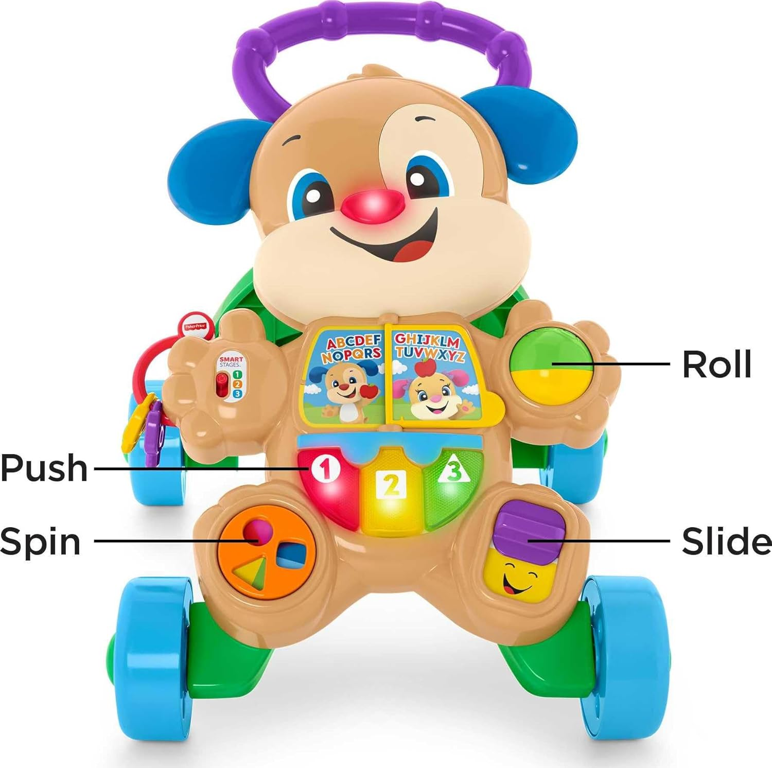 Fisher-Price Baby Toy Laugh & Learn Smart Stages Puppy Walker with Educational Music Lights & Activities for Infants Ages 6+ Months image number 5