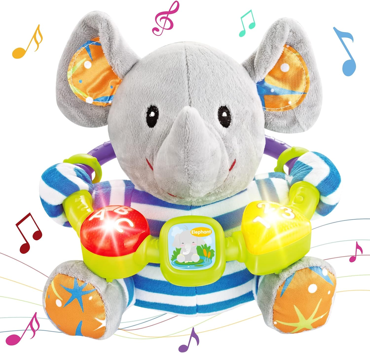 Qizebaby Toys for Babies 0 3 6 9 12 Months-Plush Elephant Music Toddler Toy- Newborn Musical Toys for Baby 6 to 12 Months-Montessori Stuffed Animal for Kids- Baby Toys Gifts for Boys Girls Toddlers image number 1