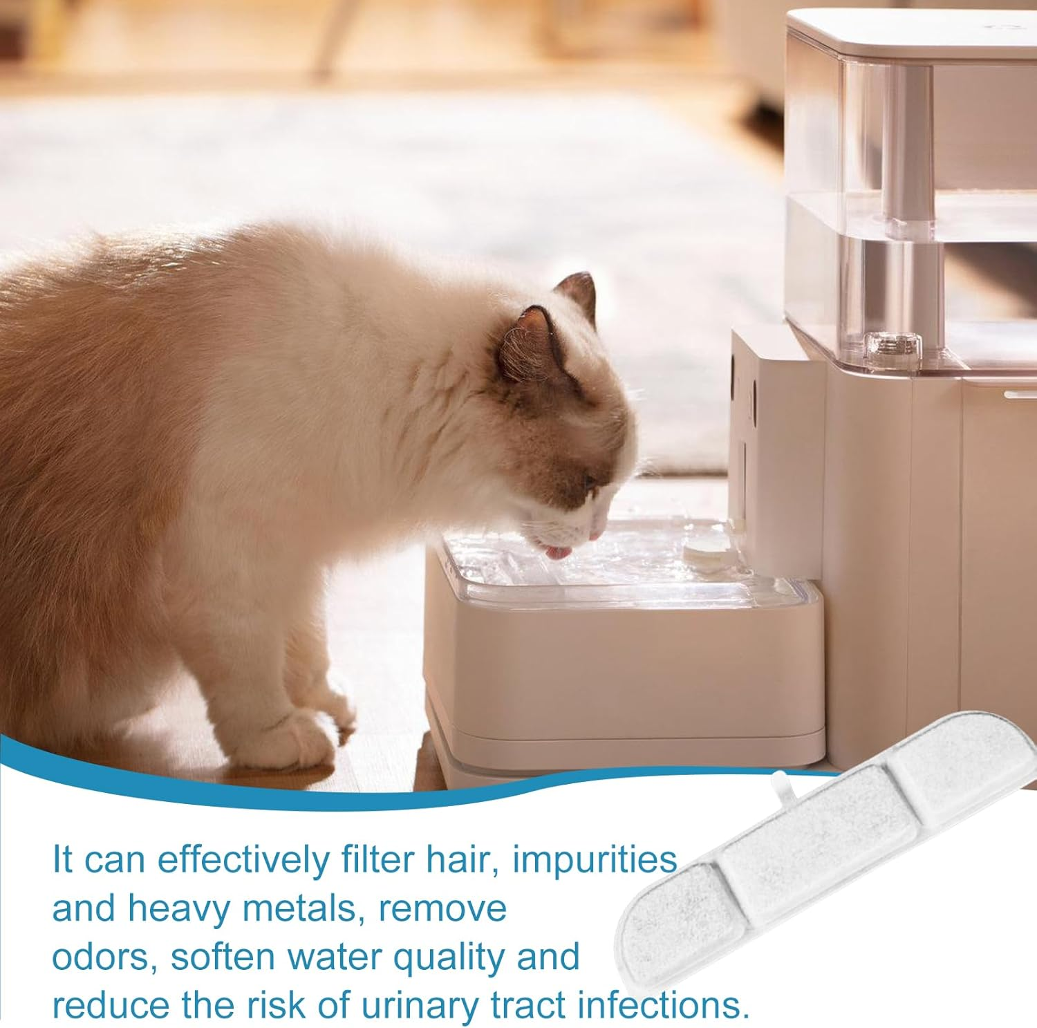 Pack of 12 Cat Fountain Filters for Drinking Fountains, Replacement Filters 12 Pieces Carbon Filters and 12 Pieces Foam Filter, Activated Carbon Filter Drinking Fountain Replacement Carbon Filter image number 1