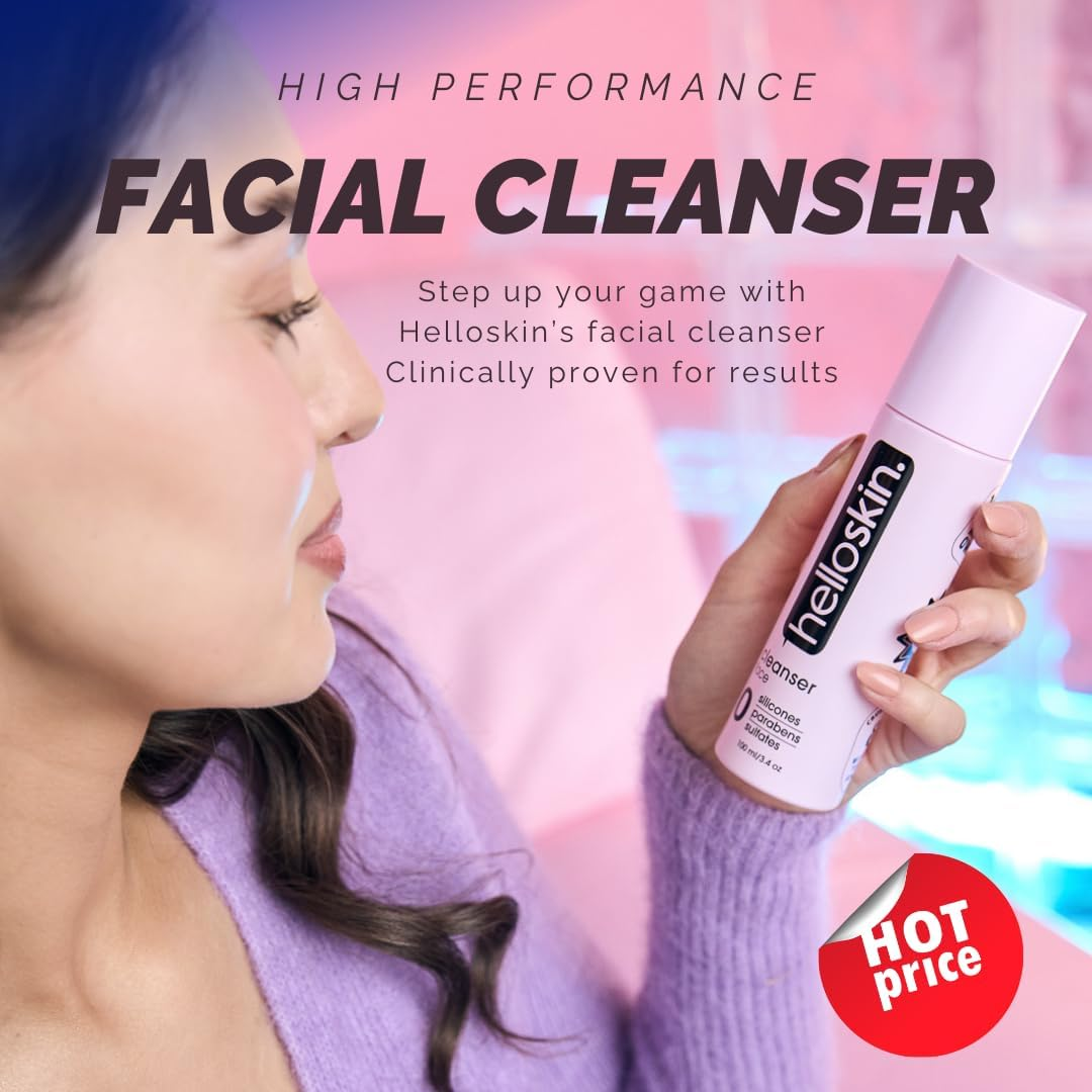 Helloskin Face Cleanser 100Ml | Hydrating Vanilla Scent Cleanser for All Skin Types | Aloe Vera, Glycerin, Vitamin E, Sunflower Oil & Cocamidopropyl Betaine for Gentle & Refreshing Cleanse image number 1