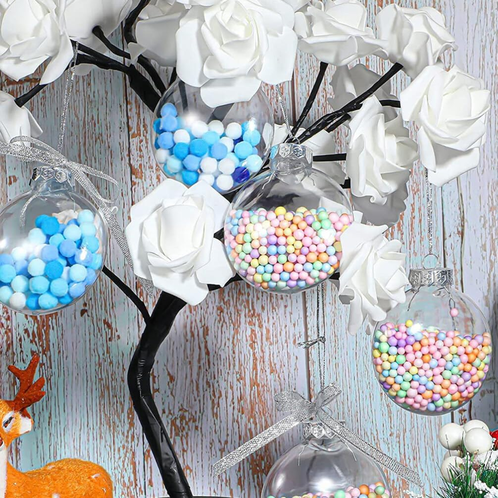 Ciieeo Clear Fillable Baubles 8Cm Flat Transparent Christmas Tree Hanging Ornaments DIY Xmas Party Decorations for Home and Wedding image number 1