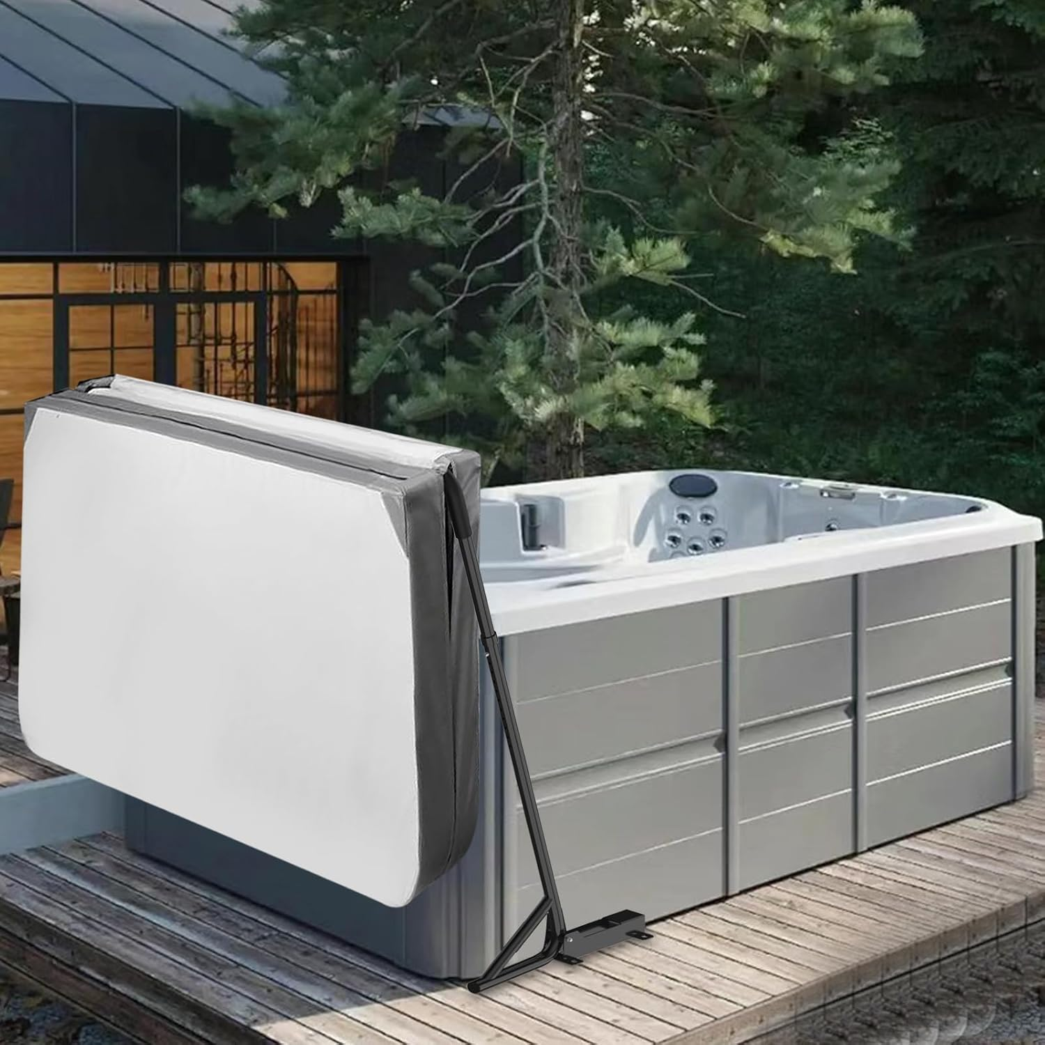 TOCRETOARE Hot Tub Cover Lifter and Removal System - Spa Lift with 31-41 Inch Adjustable Height - Fits Most Hot Tubs