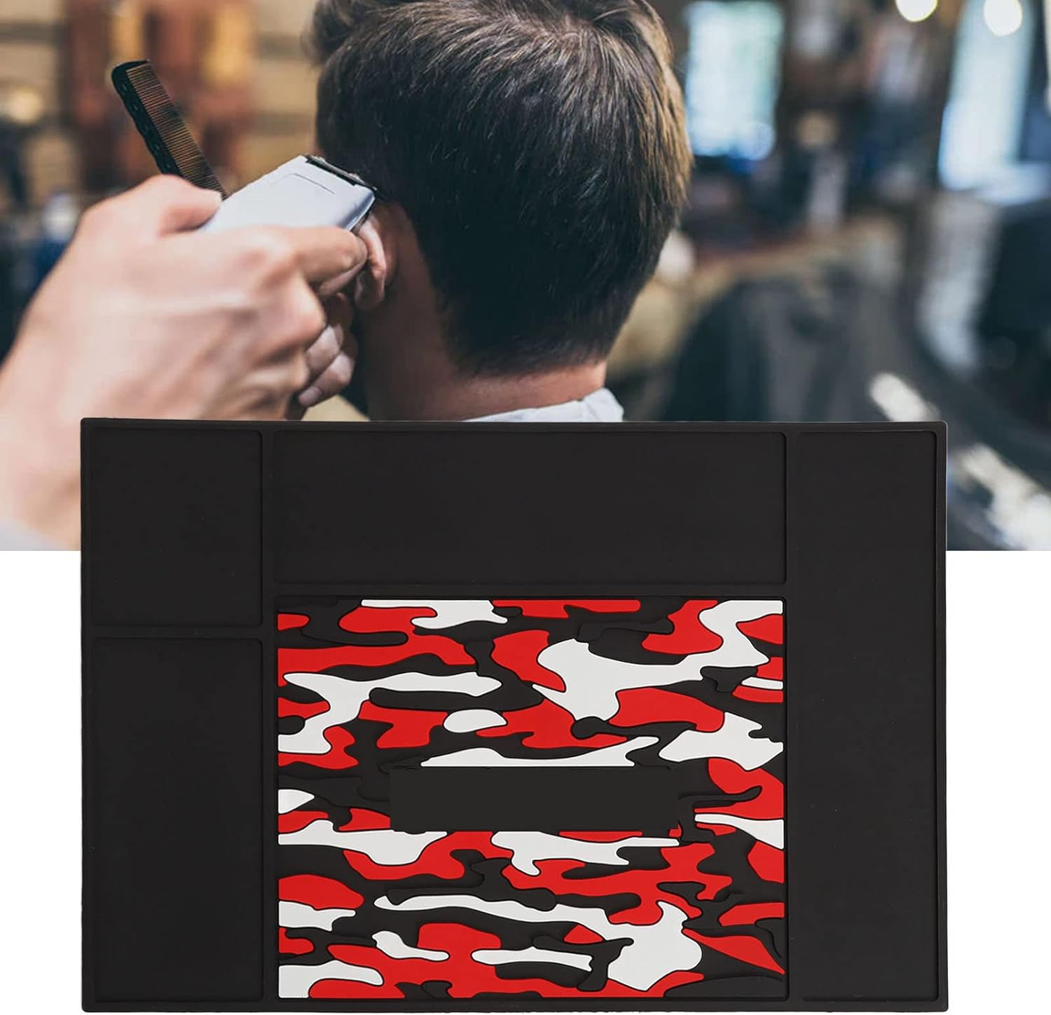 Gernie Barber Organizer Mat, 18.9 X 13 X 0.4In Flexible Silicone Mat, High Temp Resistant, Slip Resistant, Easy to Clean, Salon/Barber Station Organizer Pad image number 2