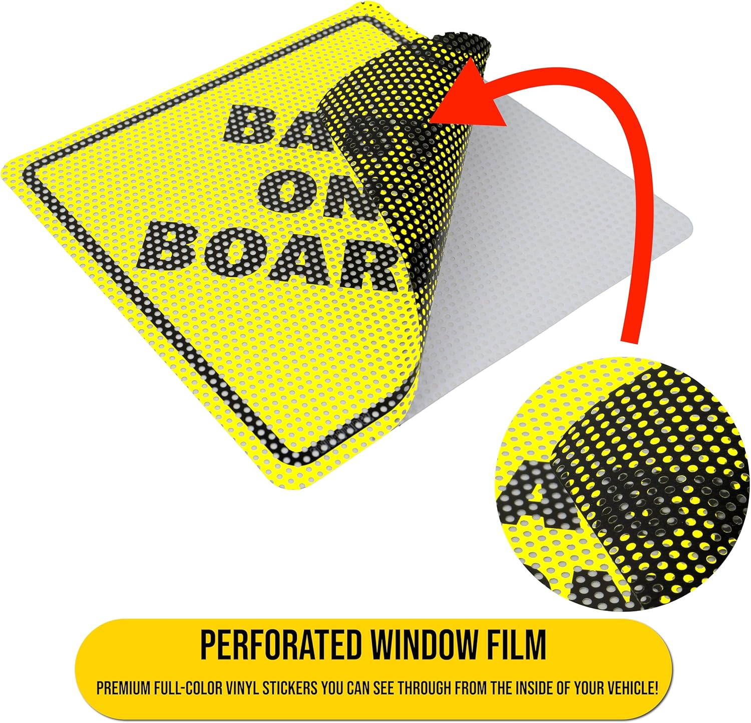 Baby on Board Sticker Sign - Essential for Cars - 2 Pack, 5.5" by 5.5" - Bright Yellow and See-Through on Window - Best Safety Signs - No Need for Suction Cup or Magnet - Durable and Strong Adhesive