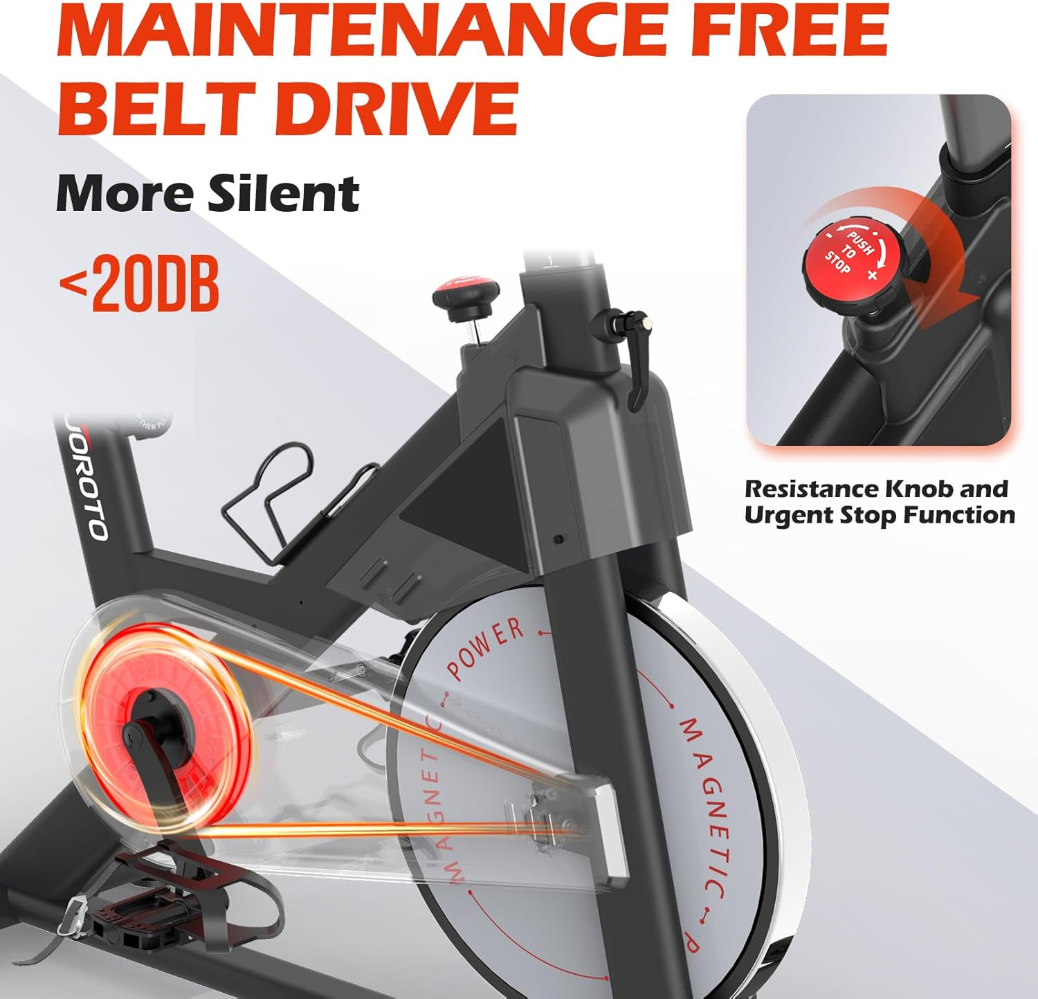 JOROTO Exercise Bike X1P, Stationary Bikes for Home, 300LBS Weight Capacity Magnetic Resistance Indoor Cycling Bikes with 4-Way Adjustable Handlebars, LCD Monitor & Ipad Holder for Home Workout Bike image number 1