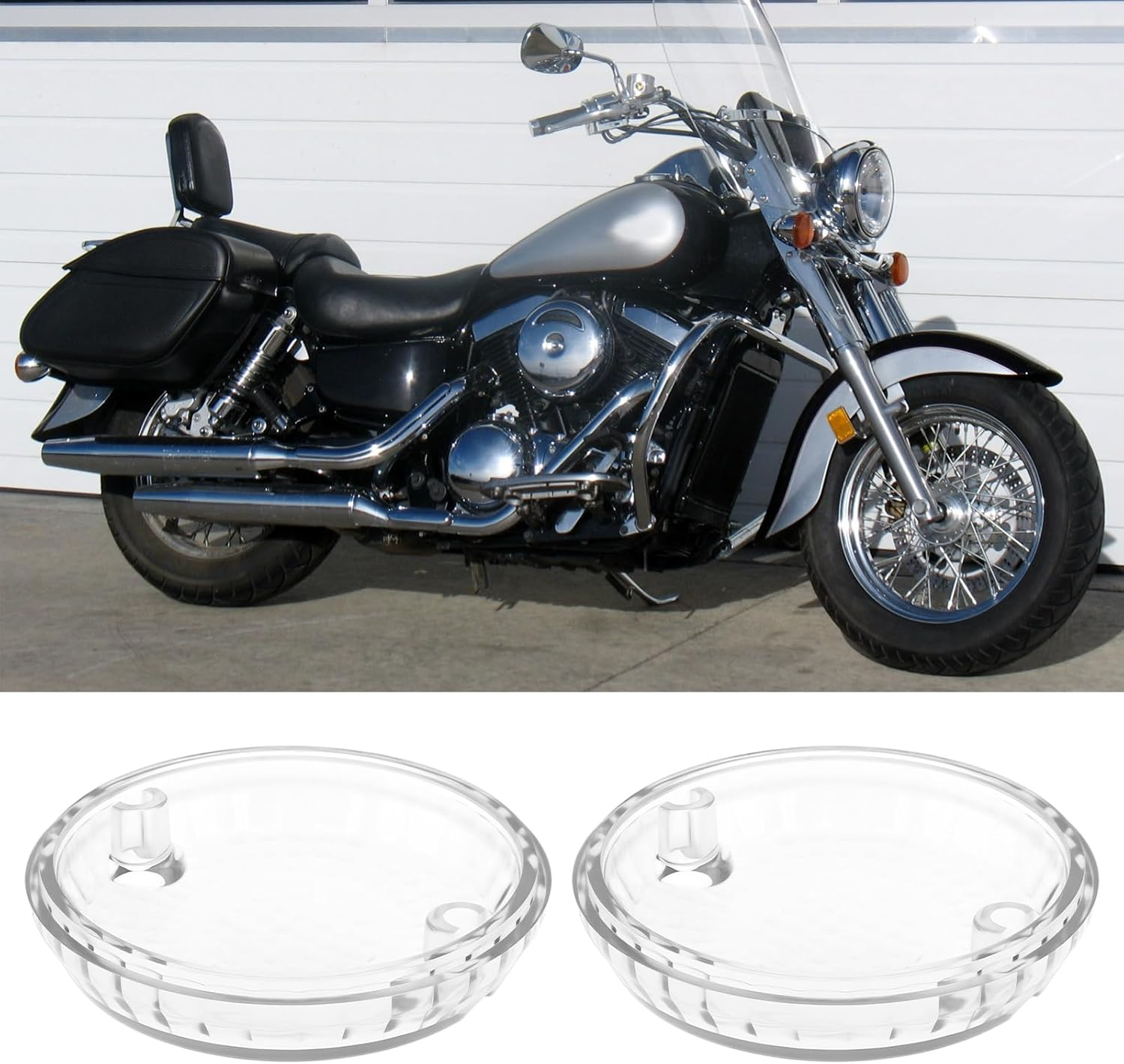 VGOL 2Pcs Motorcycle Turn Signals Lens Cover Compatible with Yamaha V-Star Compatible with Kawasaki Vulcan 1500 image number 1