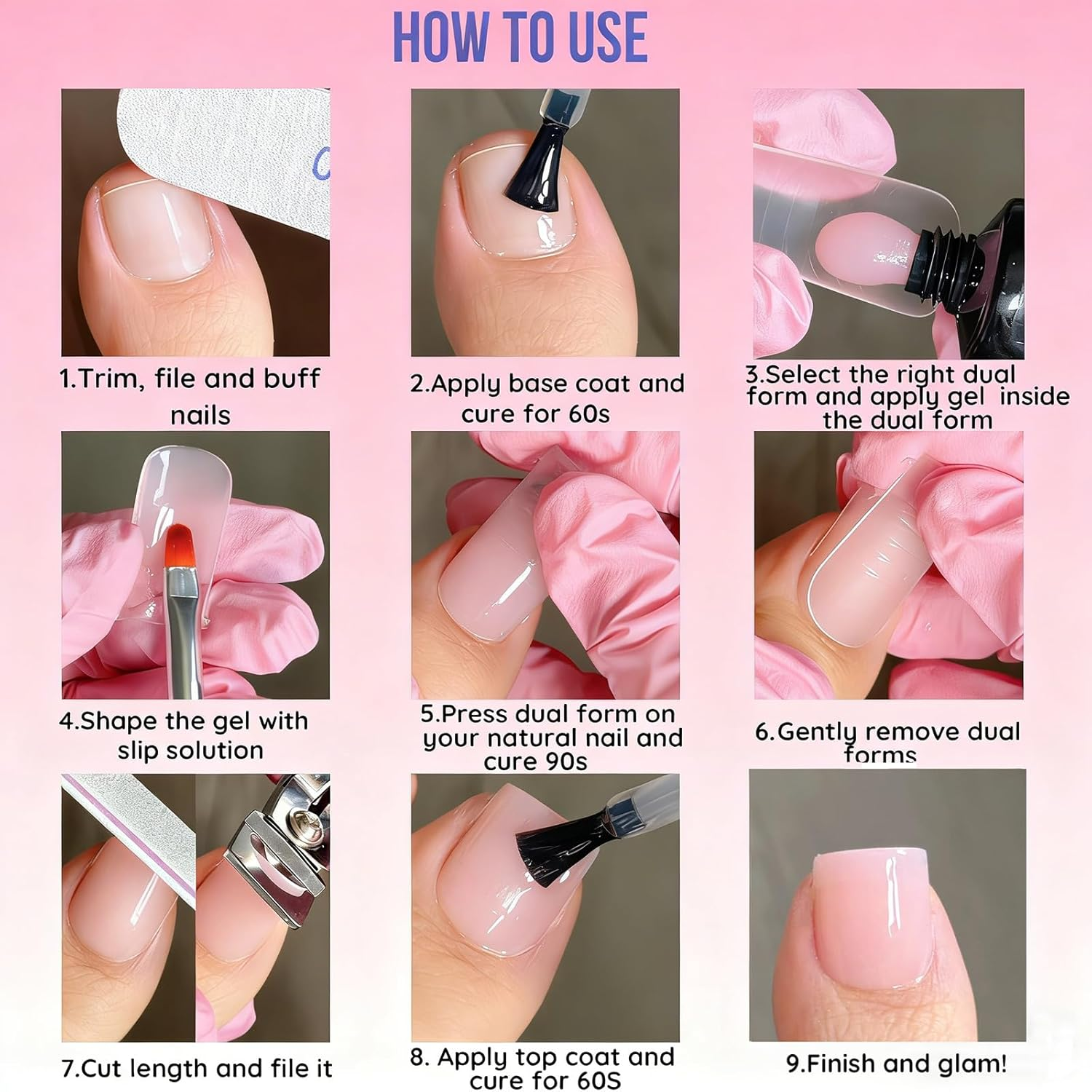 Wide Pre-Etched Square Toe Dual Forms for Polygel,Sinokame Poly Gel Toenail Forms Molds Extension Reusable,No File Needed,16 Sizes (000-13) with French Guidelines for Salon Home Diy,160Pcs image number 3