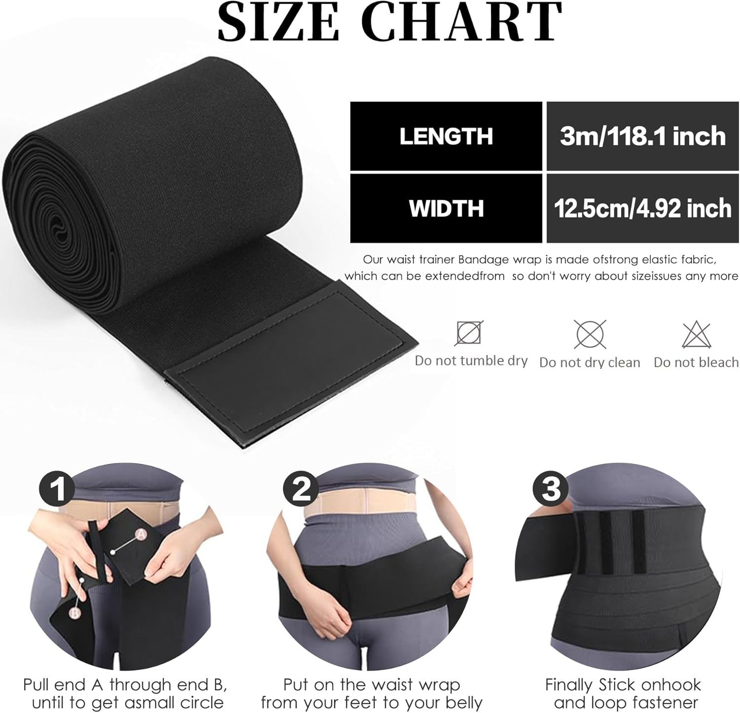 YTJYZB Waist Trainer for Women Weight Loss Tummy Control Sweat Sauna Slim Belly Belt, Adjustable Compression Waist Trimmer Wrap, Body Shaper Waist Cincher Trimmer Belt image number 3