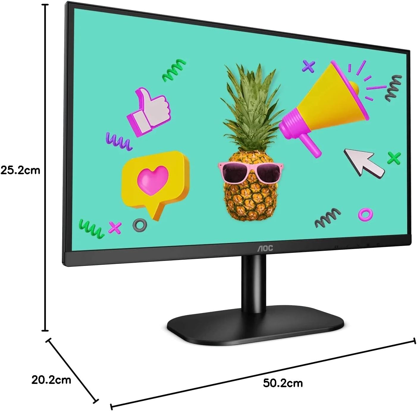 AOC 23.8-Inch IPS 75Hz 4Ms Low Blue Flicker Free Ultra Narrow Border Multimedia Monitor, Black image number 1