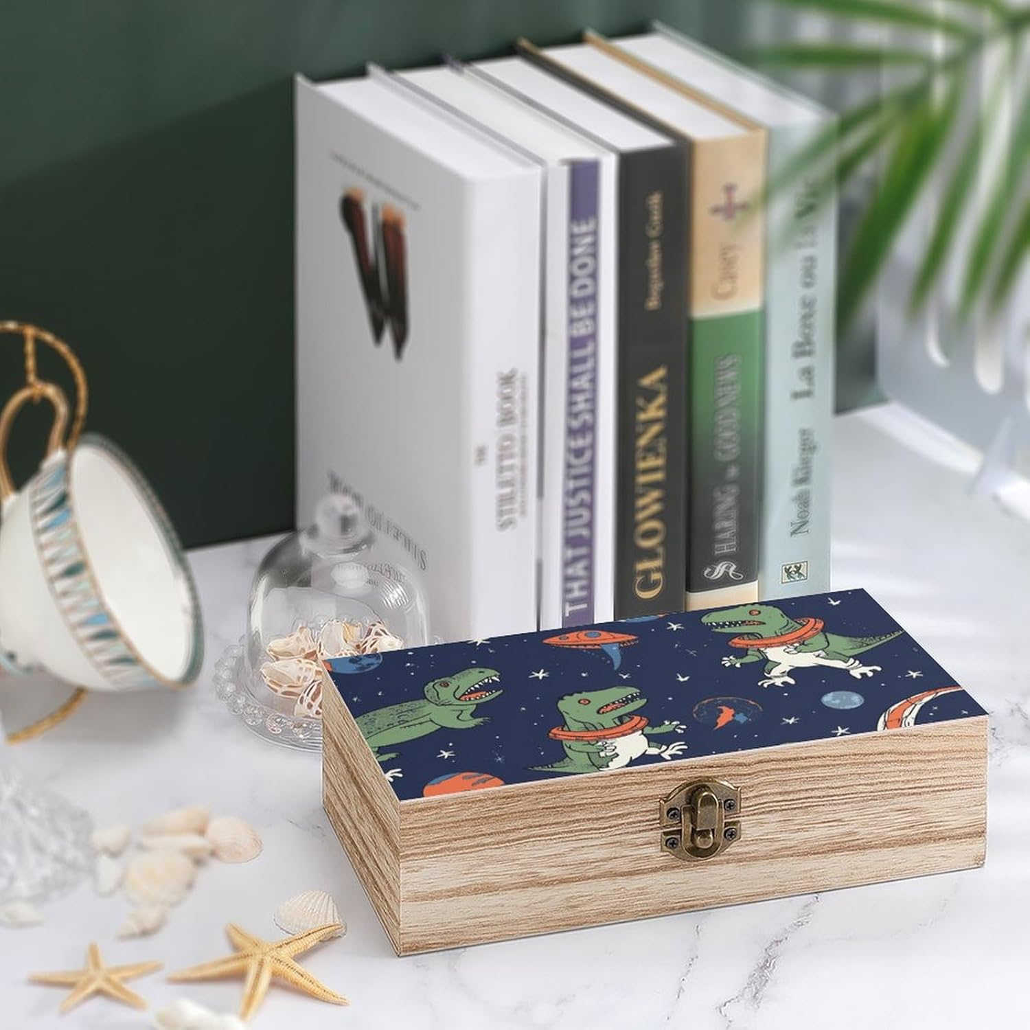 Dinosaur Rocket Wooden Box Wood Wedding Keepsake Boxes with Lids Small Decorative Boxes Lightweight Wooden Memory Storage Box for Crafts Keepsakes Jewelry Photo Letter Storage image number 4