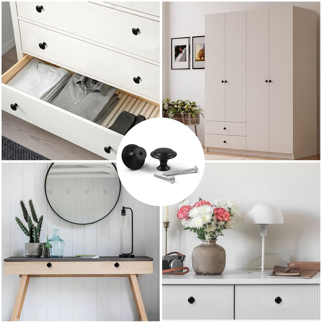 Black Cabinet Knobs, 30Pcs Cabinet Knobs with Screwdriver, round Ringed Kitchen Cabinet Pulls Cabinet Handles with Screws, Kitchen Cabinet Hardware, Matte Black Drawer Knobs for Dresser Cupboards Door image number 3
