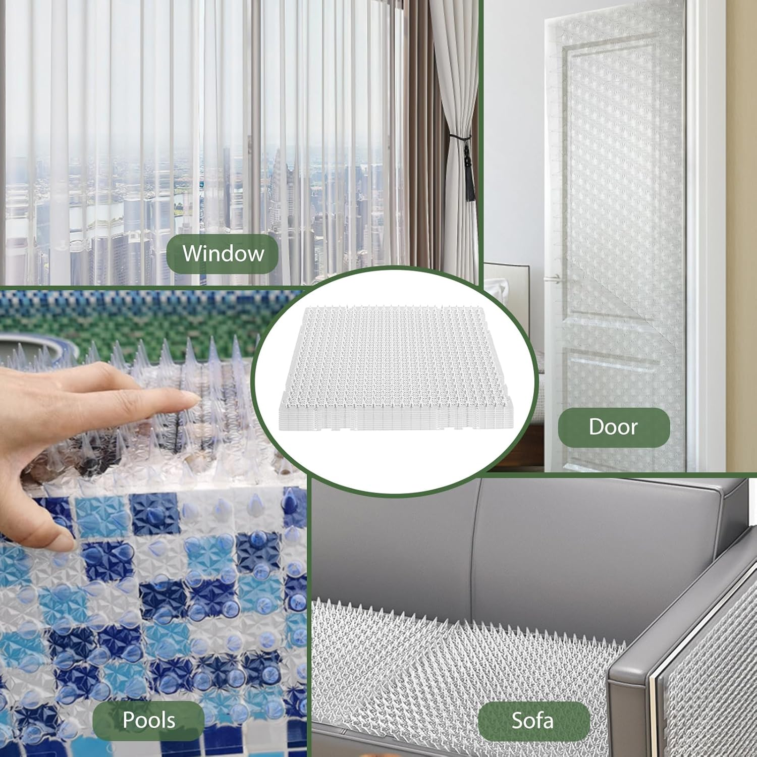 10Pcs Pet Repellent Mat-Anti Cat Mat-Cat Scat Mat with Spikes-Indoor Cat Scat Mat-Spike Mats-Outdoor Cat Scat Mat-Clear Scat Mat Cat Spike Mat Cuttable Scat Mat for Sofa Door Balcony Patio 13&times;16 Inch image number 5