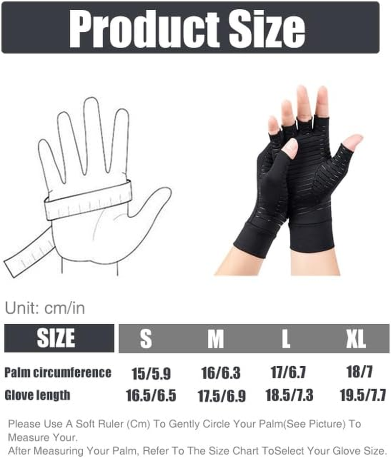 Compression Copper Arthritis Gloves Hand Wrist Brace Finger Pain Relief Supportf - Anti-Odor, Fingerless Design for Men & Women, Ideal for Carpal Tunnel & Sports image number 2