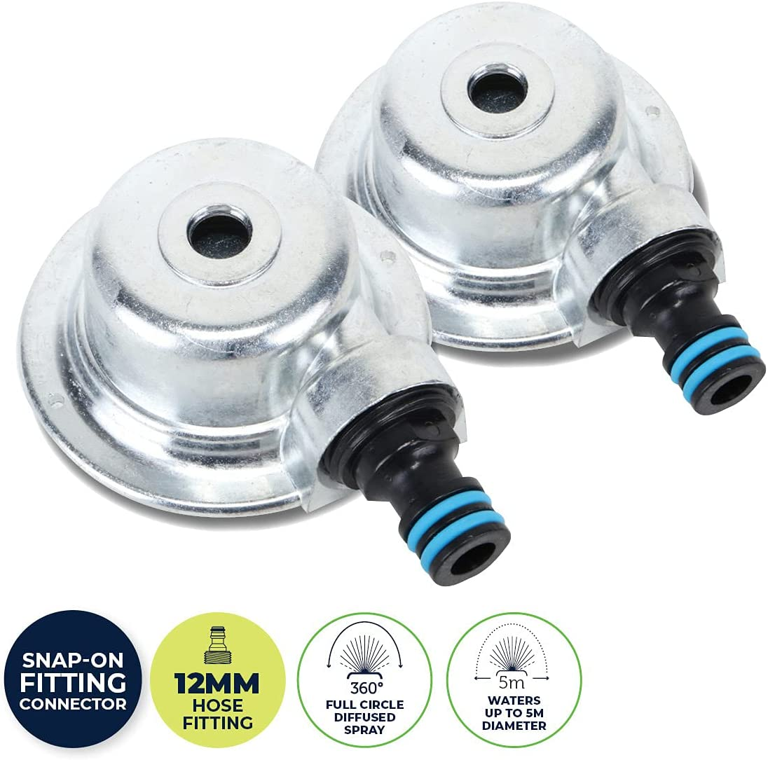 [2PCE] Garden Greens Zinc Alloy Dome Sprinkler with Snap-On Fitting Connector, Efficient Irrigation Made Easy image number 4