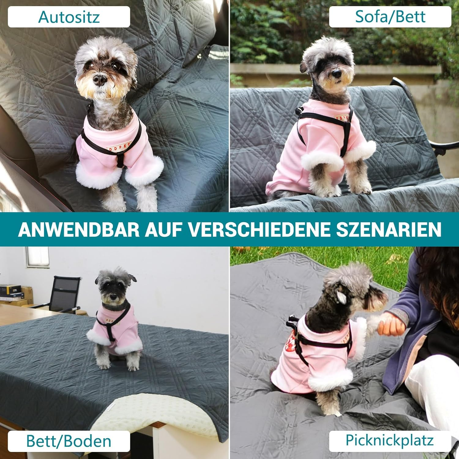 MOCOBO Waterproof Dog Blanket - 205 X 130 Cm - Robust Dog Mat as Protection for Sofa and Bed - Non-Slip Dog Blanket Suitable for Large and Small Dogs - Machine Washable - Grey image number 1