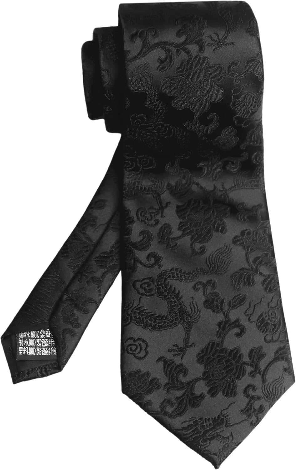 Vizakiss Men'S Silk Tie Dragon Peony Embroidery Woven Wedding Formal Neckties Gift 3.54"