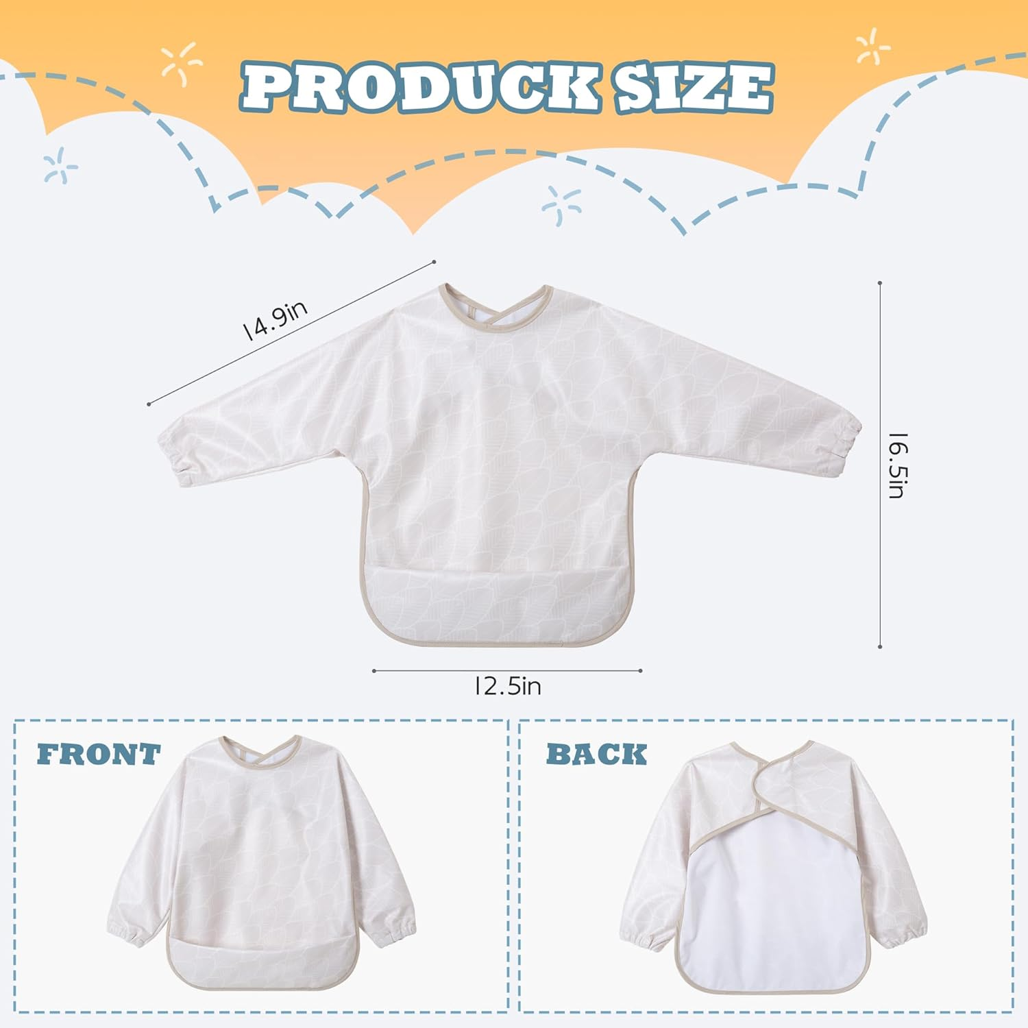 Little Dimsum Baby Bib with Pocket Waterproof Toddler Bibs Infant Feeding Bibs for Boys and Girls, Pack of 2 Colors