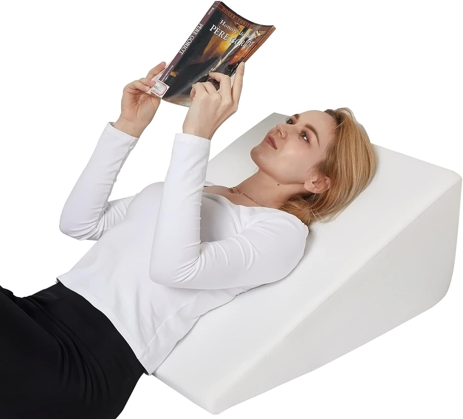 Memory Foam Bed Wedge Leg Elevating Pillow, Leg Pillows for Sleeping, Wedge Pillow to Solve Back Leg Joint Pain,Snoring,Recovery and Reading - Breathable and Washable Cover