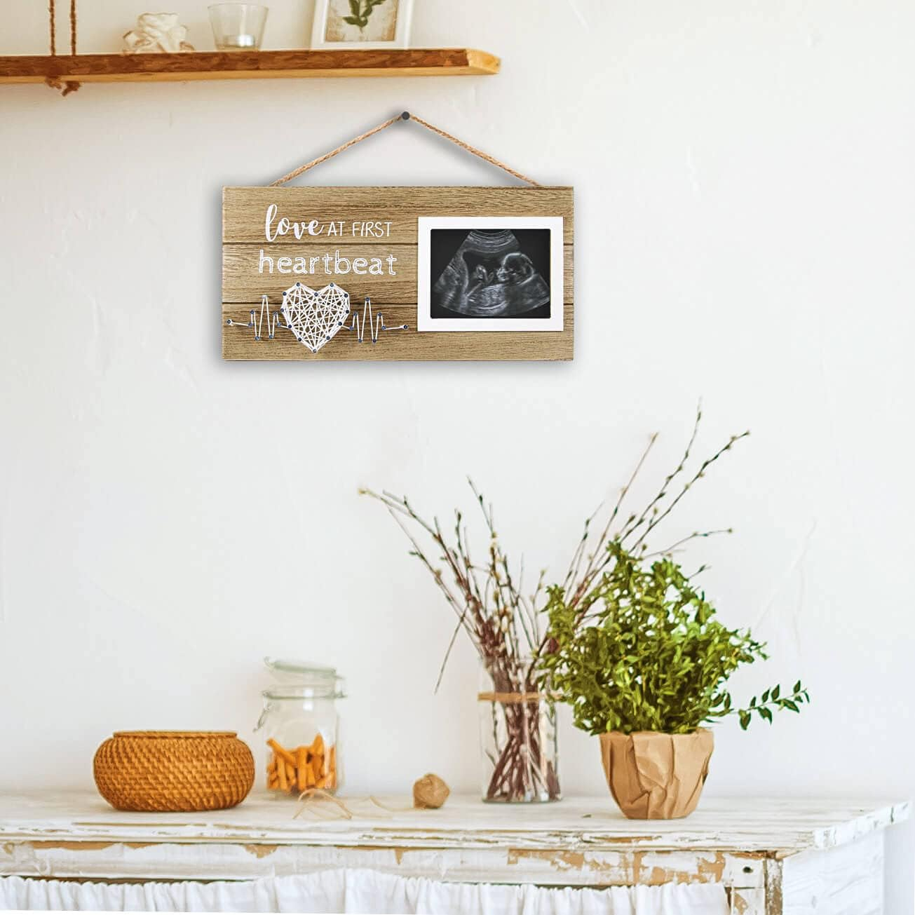 VILIGHT New Mom Gifts - Pregnancy Announcements Ideas Baby Gender Reveal Gifts - Love at First Heartbeat Sonogram Picture Frame for Standard 4" X 3" Ultrasound Photo image number 5