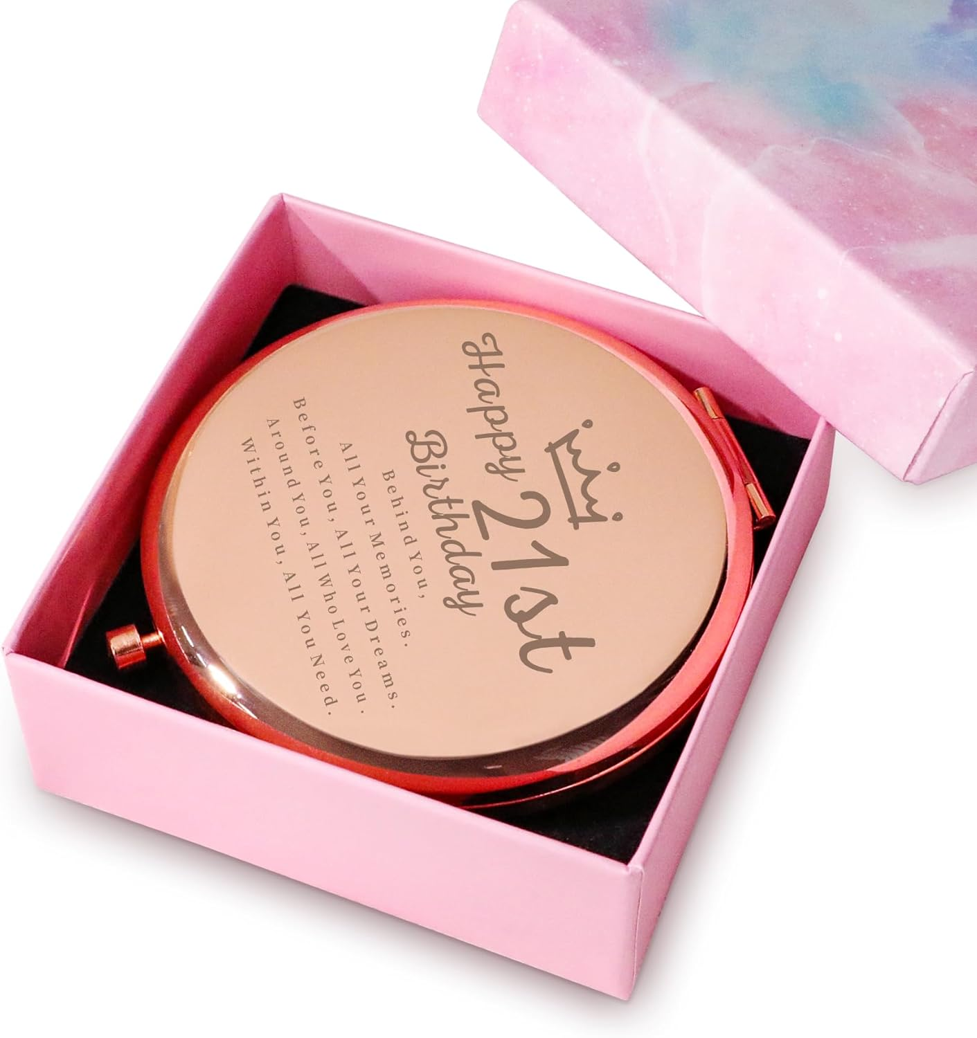 21St Birthday Gifts for Women, Best Female Presents for 21 Year Old, Personalized Engraved Compact Mirror Gift Ideas for Her Daughter Niece Granddaughter Sister Girlfriend Friend image number 6