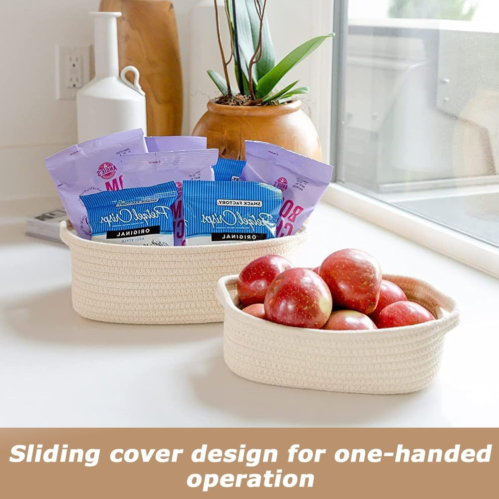 Set of 5 Cotton Rope Woven Storage Baskets &ndash; Decorative Organizer Bins for Baby Nursery, Montessori, Bathroom, Dog & Cat Toys, Entryway, Desk Use