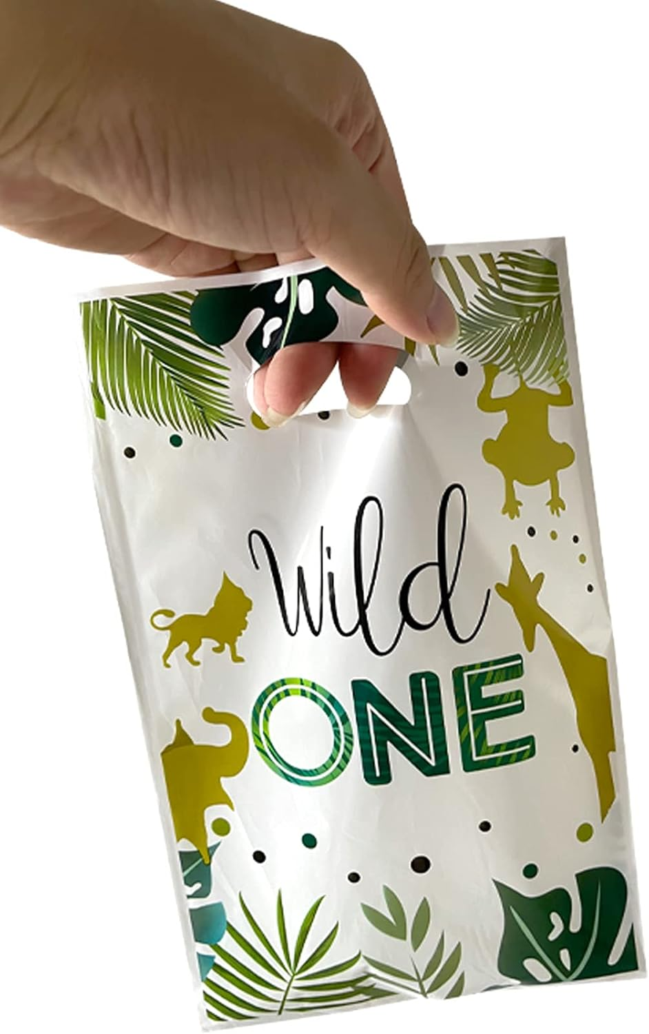 30 Packs Wild One Jungle Safari Party Gift Bags, Favors, Candy Bags, Decorations for Kids Birthday Party Supplies
