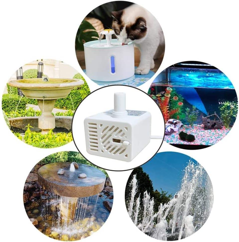 Homvik USB 200L / H 1.5W Mini Water Pump Submersible for Cats Fountain Aquarium Pond and Fish Tank Ultra Silent Fresh and Marine Water Circulation Height 1M