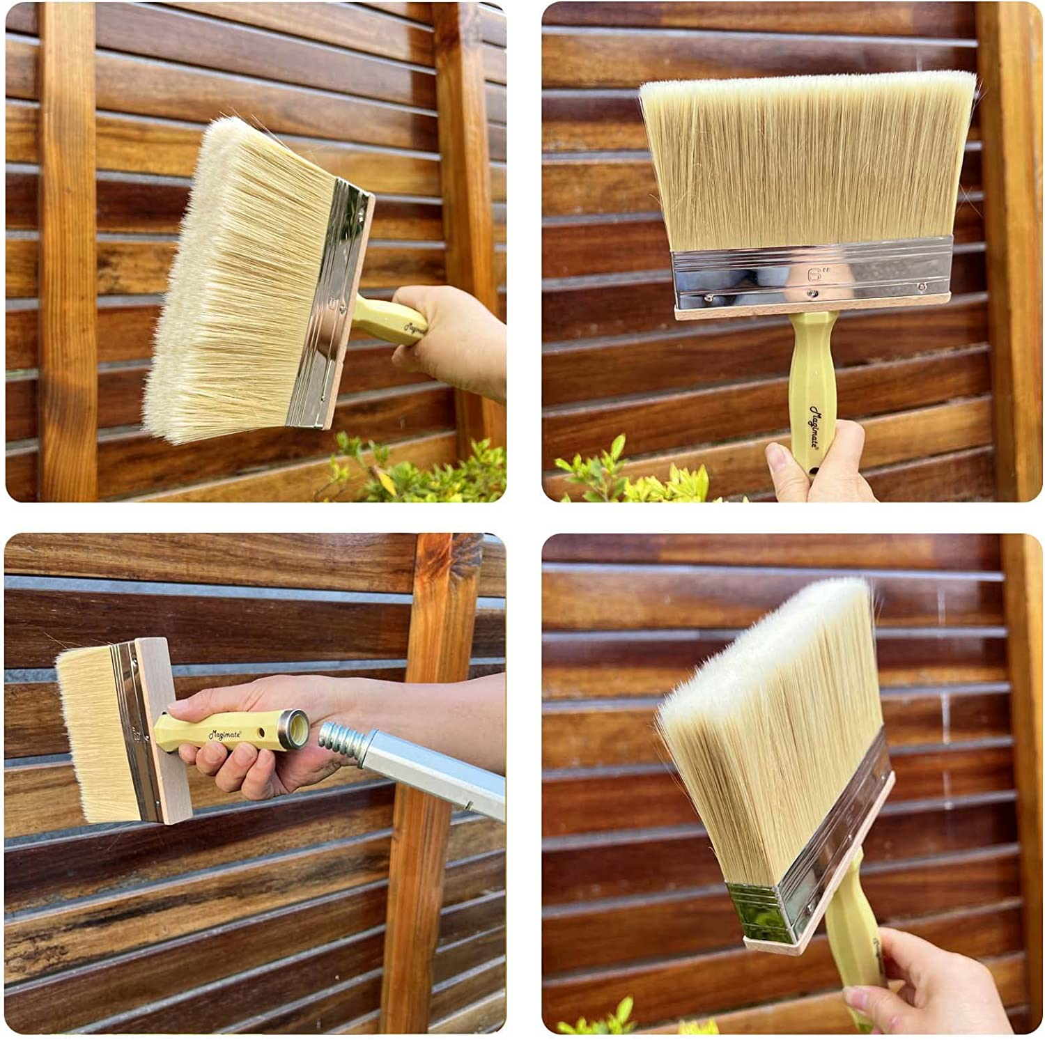 Deck Stain and Sealer Block Paint Brushes on Wood, Walls, Furniture, Shed and Fence, Large and Thick Bristle Paint Brushes, 3-Inch, 4-Inch and 6-Inch, Set of 3 image number 5