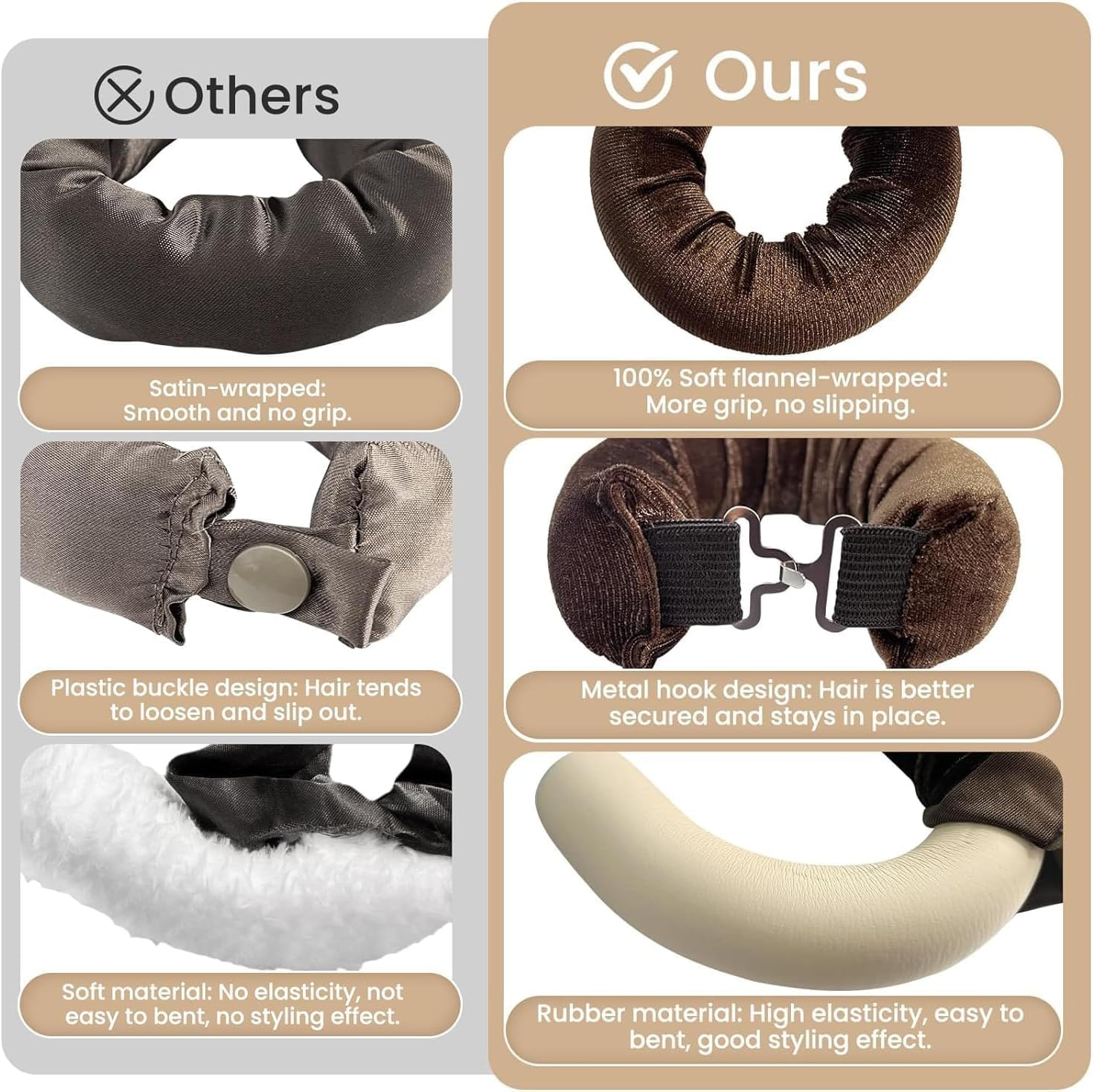 3PCS Heatless Curlers,Heatless Curlers Headband,Hair Curlers No Heat,Overnight Blowout Flexi Rods for Hair,Soft Velvet Heated Rollers for Medium Length/Long Hair image number 5