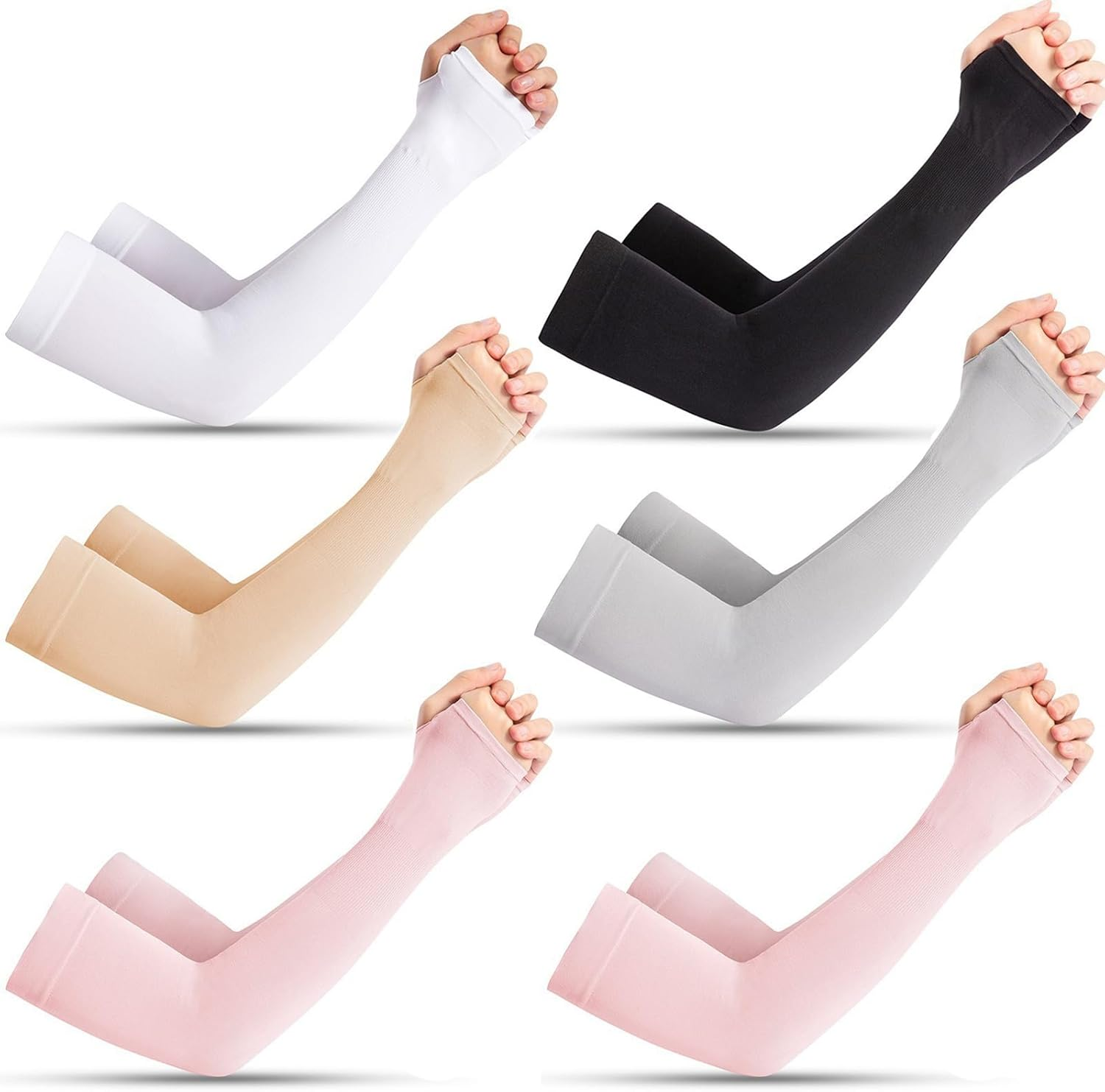 6 Pairs Cooling Arm Sleeves, Sleeves Arm Cover,For Volleyball Basketball Fishing Golfing Cycling Outdoor Sports, Multicolor, Medium