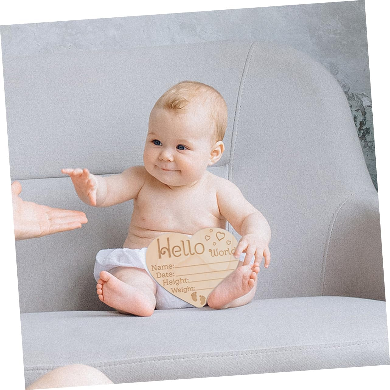 Yardenfun 4Pcs Wooden Name Sign Birth Announcement Milestone Disc for Newborn Photography Props Unique Growth Memory Signs for Special Moments image number 5