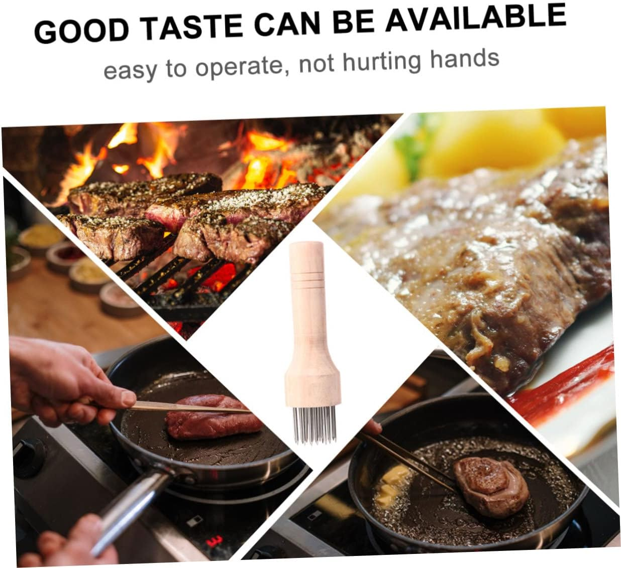 OFFSCH Meat Tenderizer with Wooden Handle Stainless Steel Needle Loosening Machine for Beef Pork Chicken Efficient Kitchen Tool for Tenderizing Meat Texture and Reducing Cooking image number 5