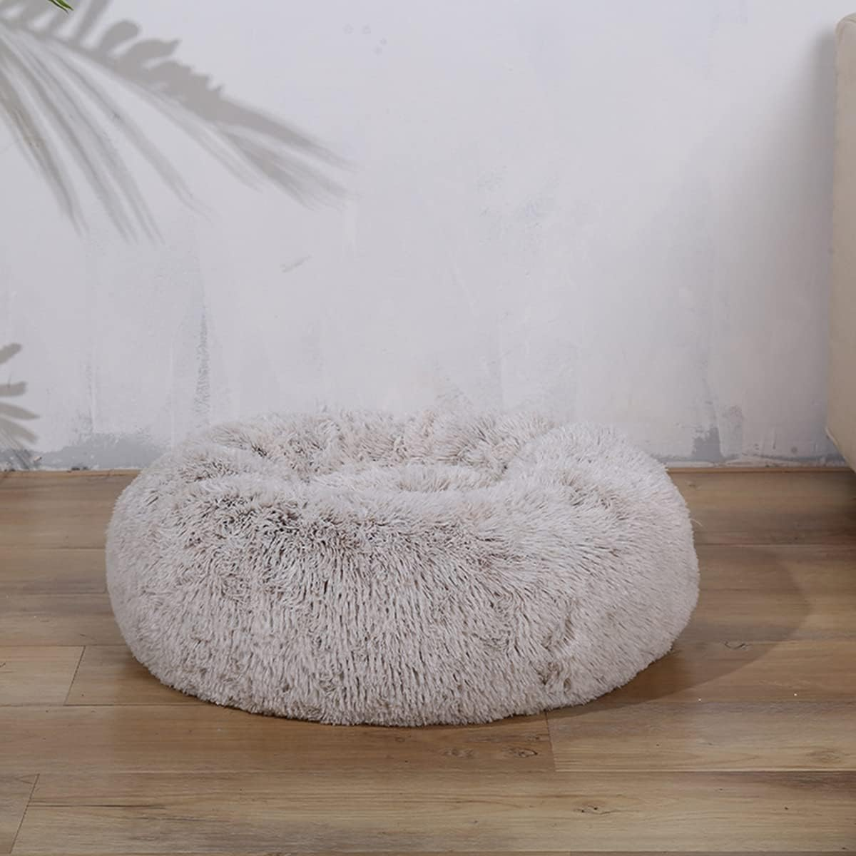 Calming Dog Bed & Cat Bed, Warming Cozy Soft Dog round Bed, Fluffy Faux Fur Plush Dog Cat Cushion Bed for Small Medium Dogs and Cats，Diameter16In image number 3