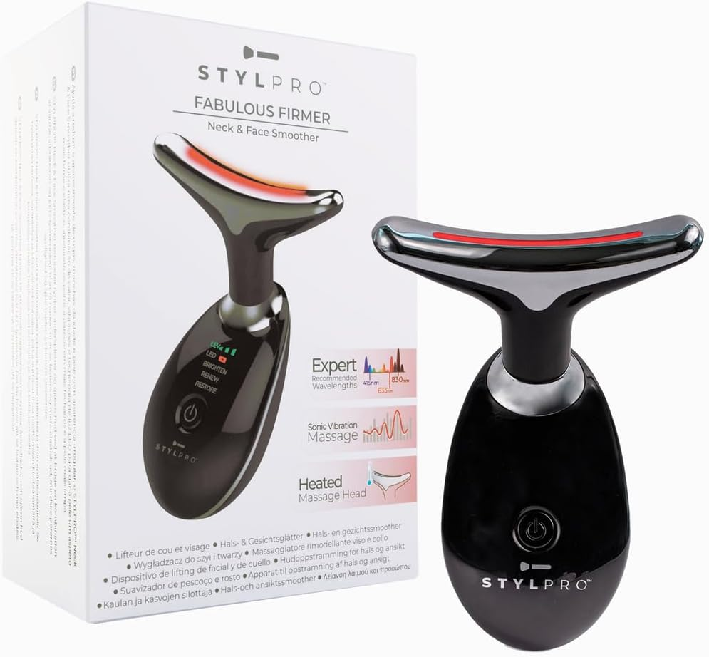 STYLPRO Fabulous Firmer LED Face & Neck Massager ? LED Light Therapy for Skin Tightening, Lifting, Collagen Boosting, Wrinkle Reduction, and Firming image number 1