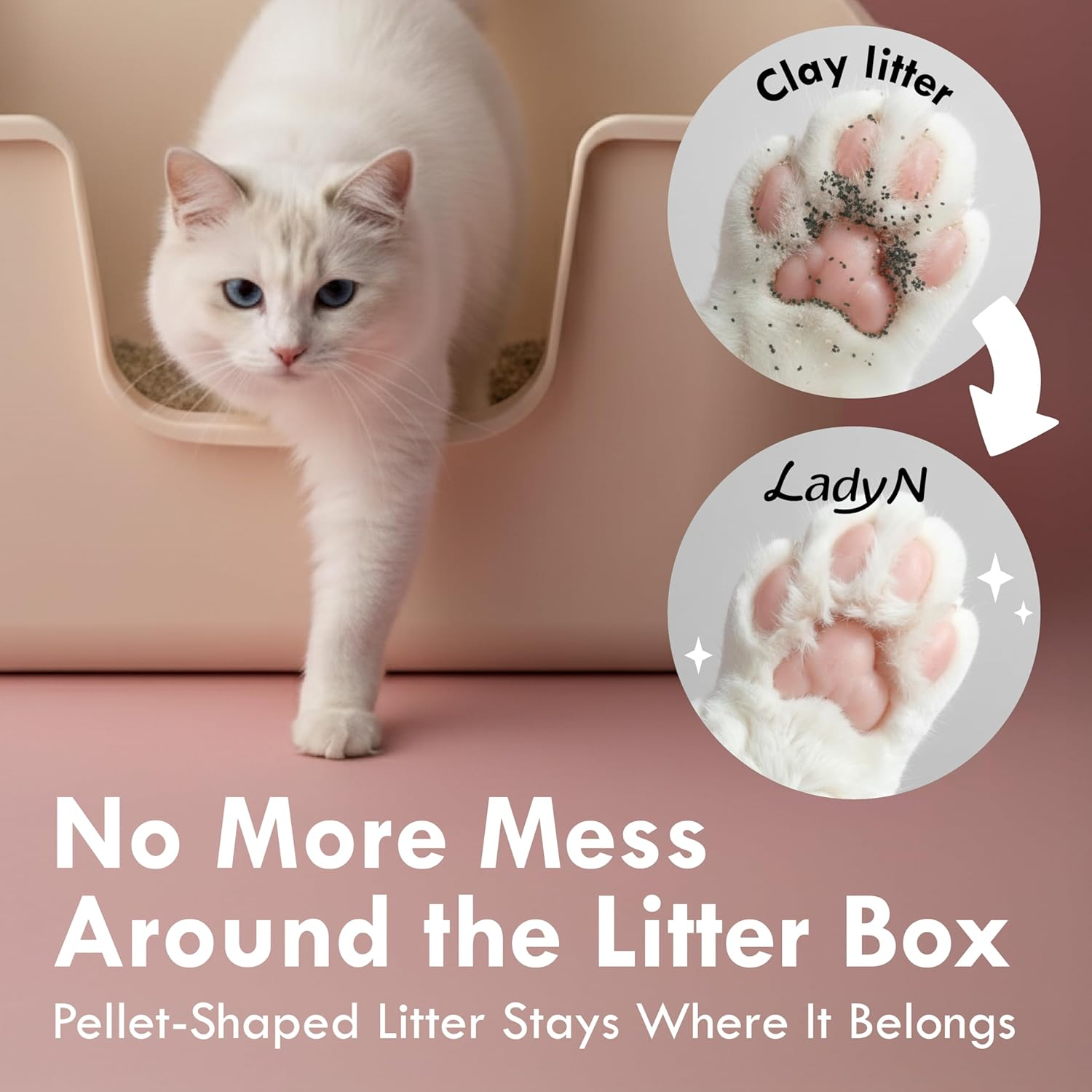 Lady N Tofu Cat Litter, Strong Clumping Ultra Absorbent Natural Litter, Dust-Free Low Tracking Cat Litter Pellets, Enviro-Probiotic and Activated Carbon for Odor Control 18Lb (Boba Tea+ Unscent) image number 5